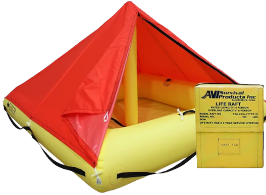 4 man FAA Approved TSO Part 121 Commercial Aviation Life Raft